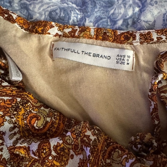 Faithfull the Brand Paisley Mini Dress in Brown and White - Picture 4 of 9